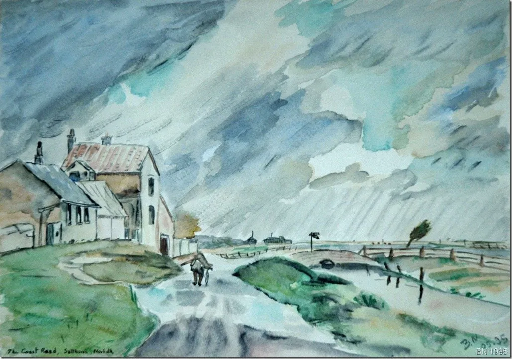 Balade sur la côte Est de l’Angleterre, aquarelle de Béhenne