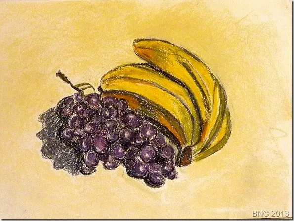 Bananes et raisins, pastel de Béhenne