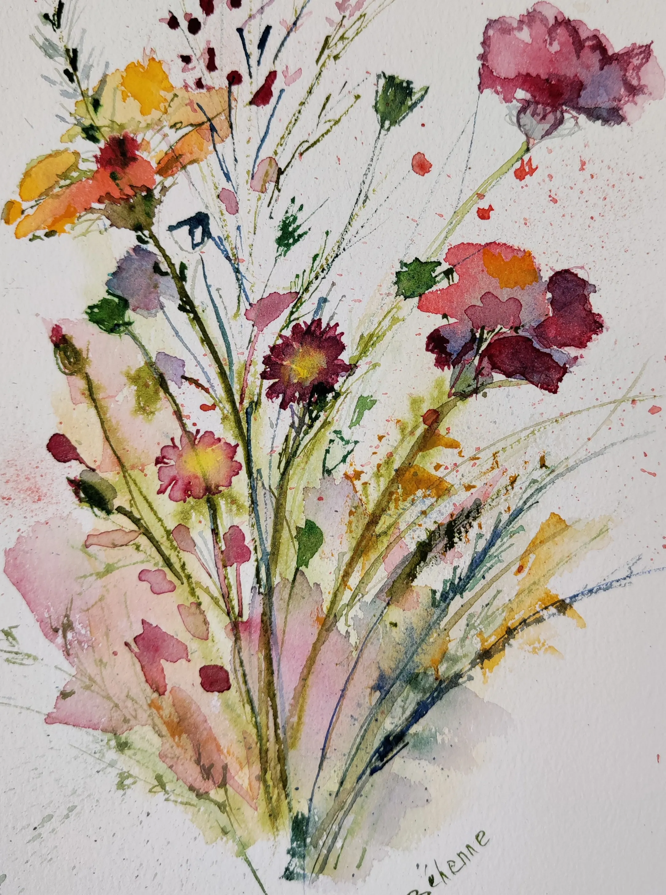 Bouquet à l'encre, encre de Béhenne