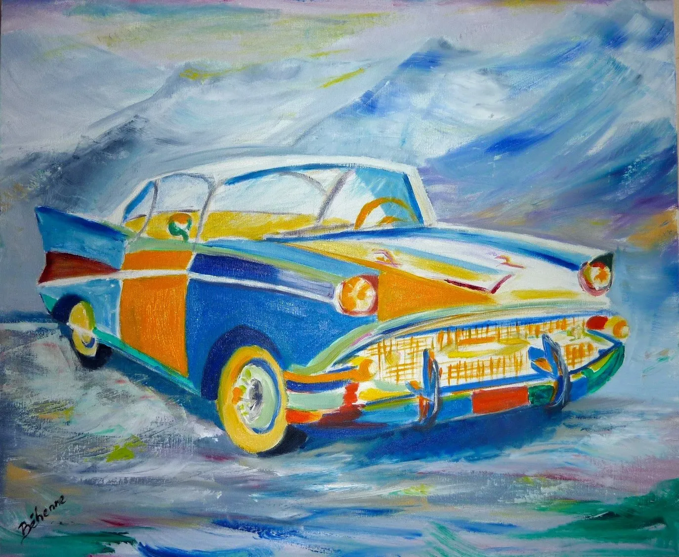 Chevrolet Bel Air 1957, huile de Béhenne