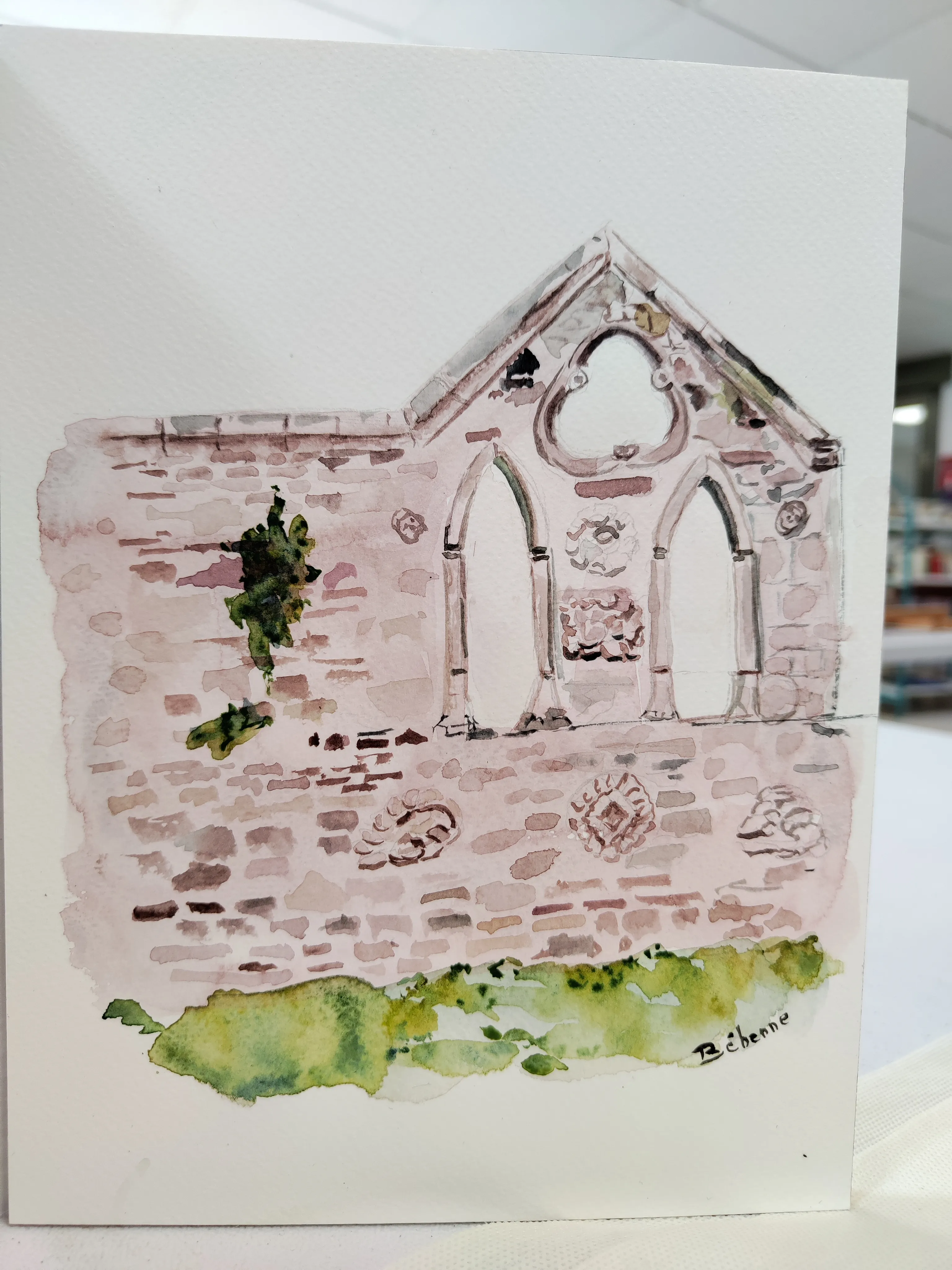 Détail  Léhon, aquarelle de Béhenne