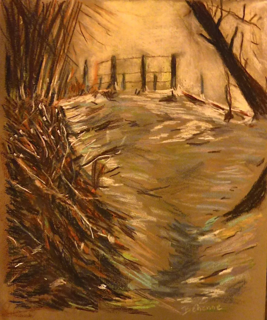Entre bois et guérets, pastel de Béhenne