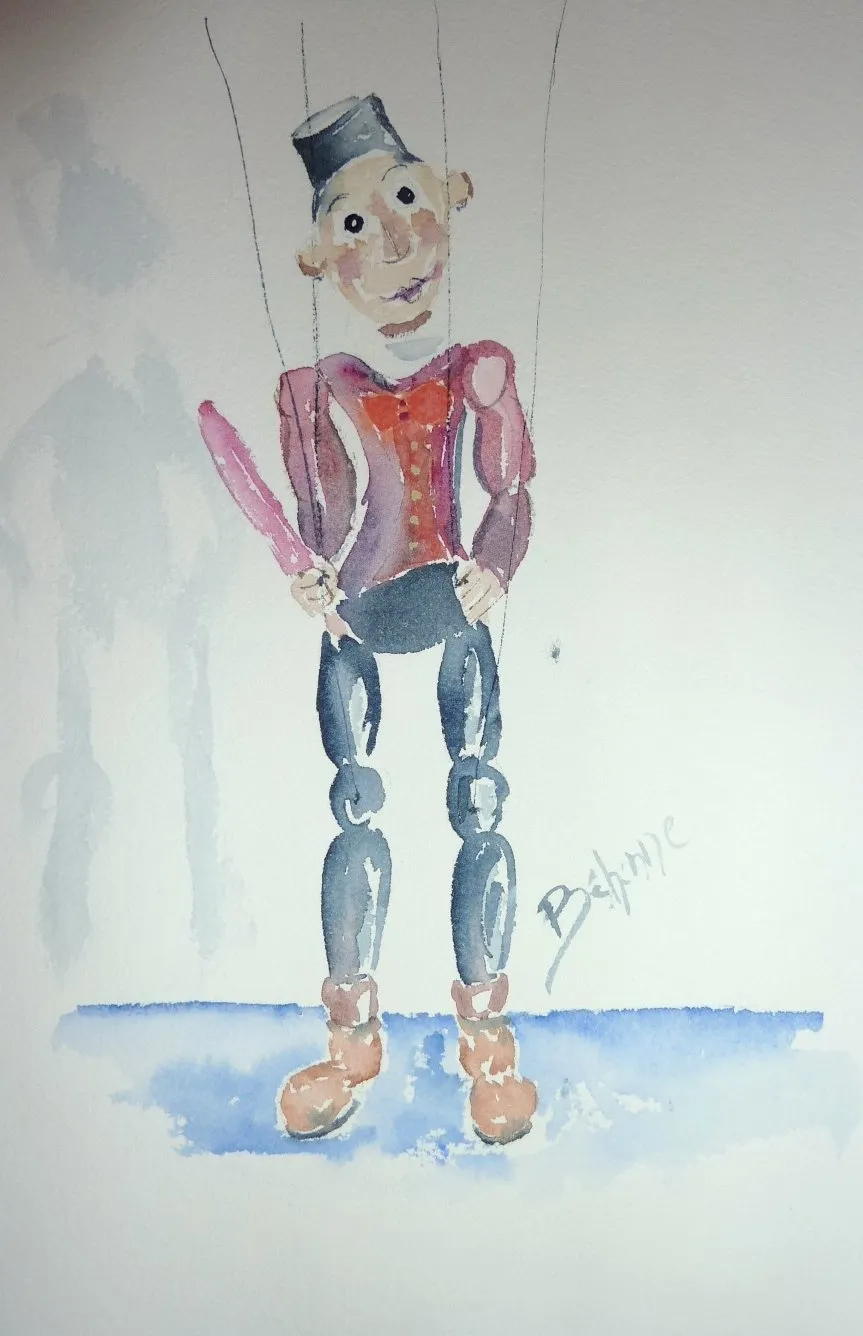 Gendarme et guignol, aquarelle de Béhenne