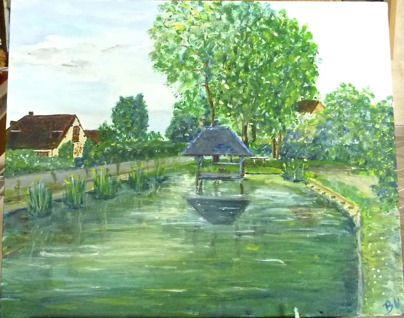 Le lavoir, acrylique de Béhenne