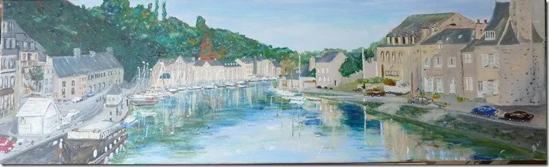 Le port de dinan, acrylique de Béhenne