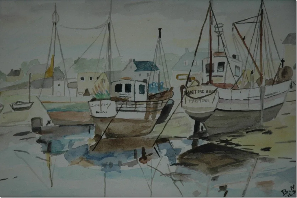 Les bateaux, aquarelle de Béhenne