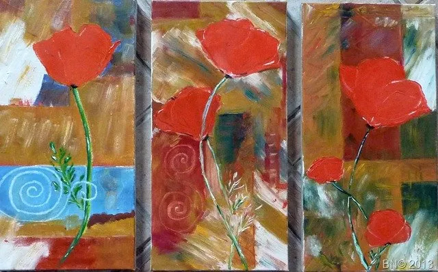 Les coquelicots, huile de Béhenne