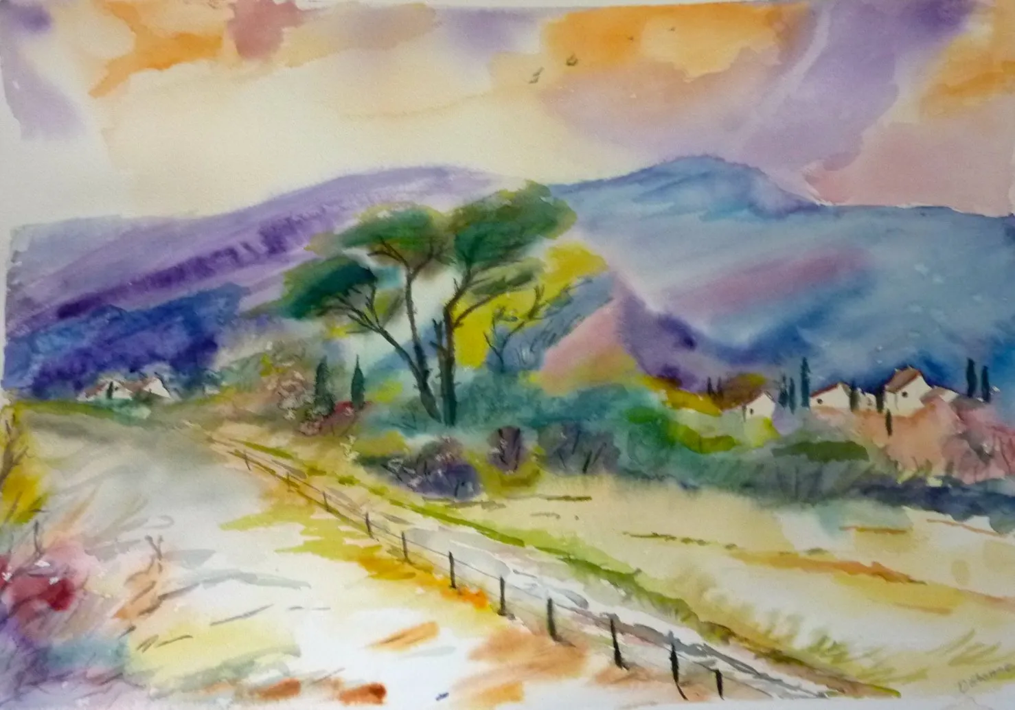 Lubéron, aquarelle de Béhenne