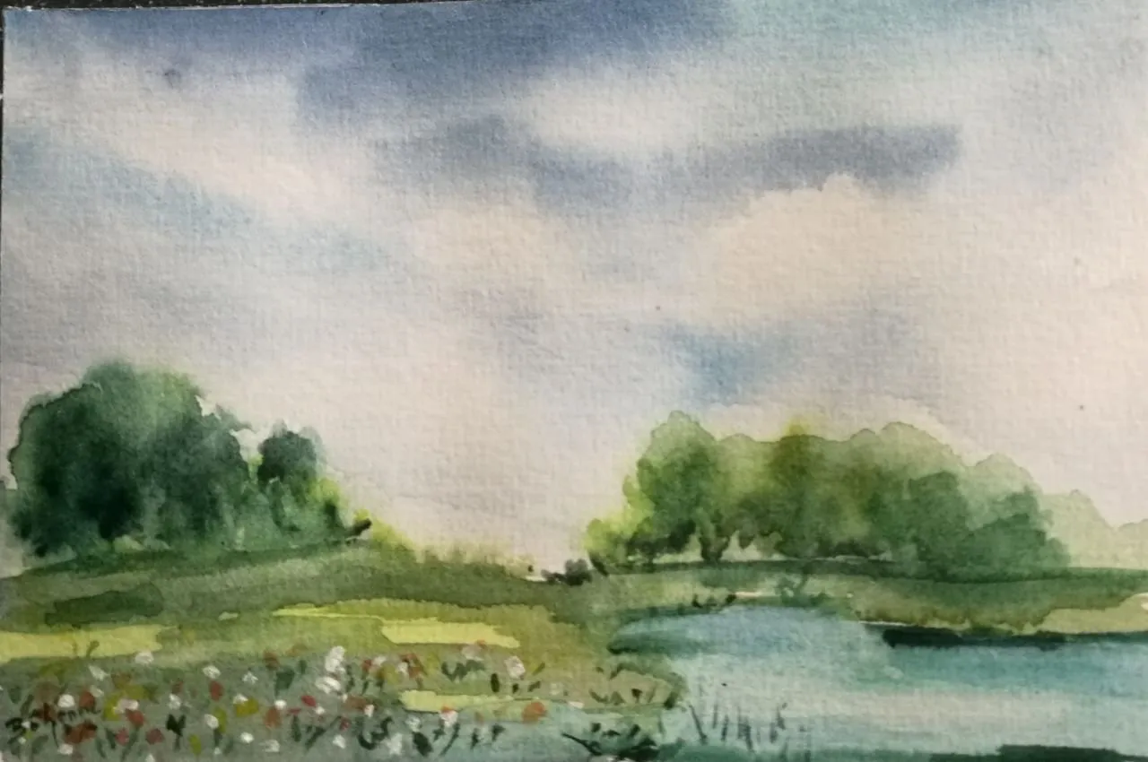 PAYSAGE format mini, aquarelle de Béhenne
