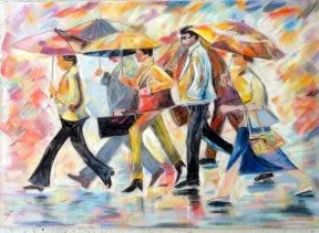 Rain on the city, pastel de Béhenne