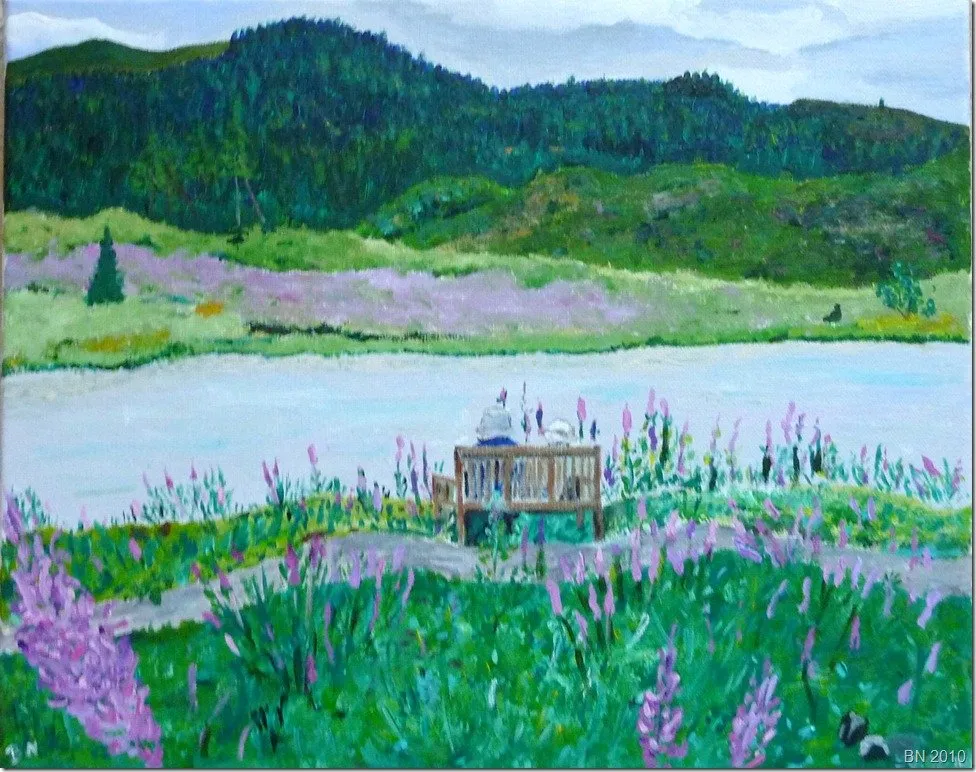 Repos devant le loch, acrylique de Béhenne