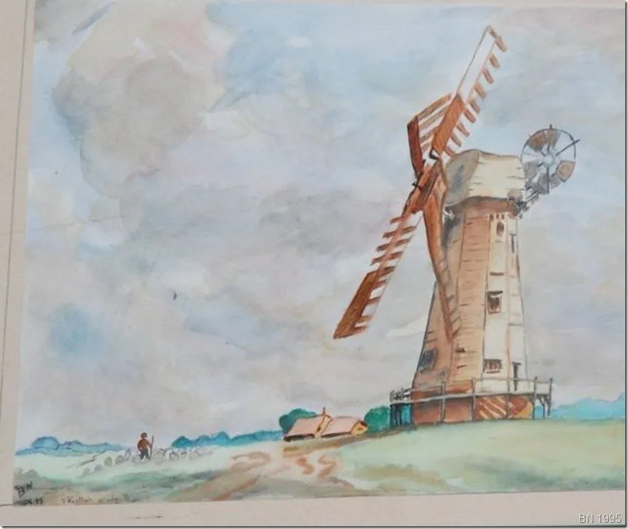 Retour vers le moulin, aquarelle de Béhenne