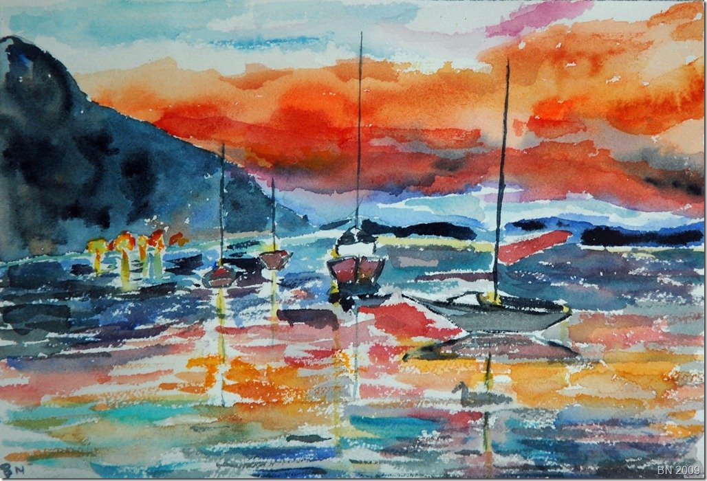 Soleil couchant sur la mer