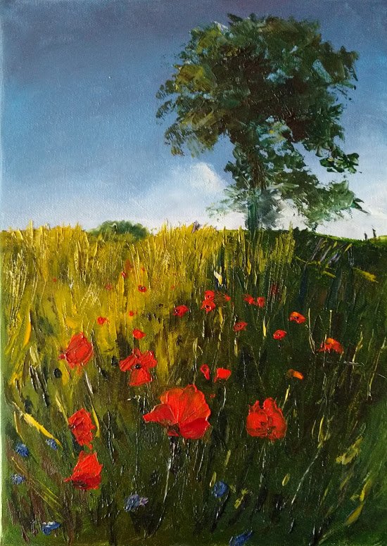 Coquelicots et chêne