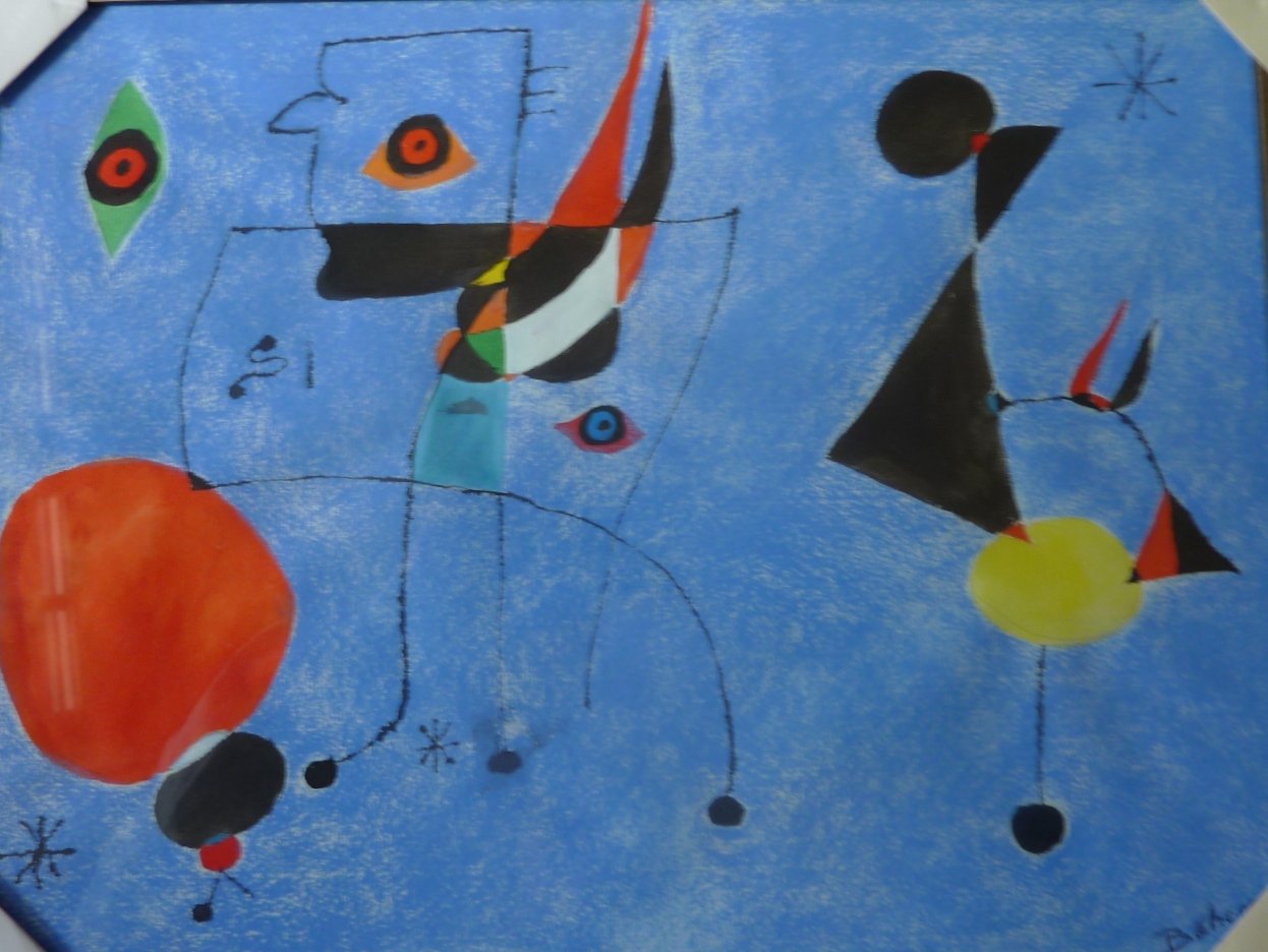 La femme et l'oiseau dans la nuit bleue, d'après  miro